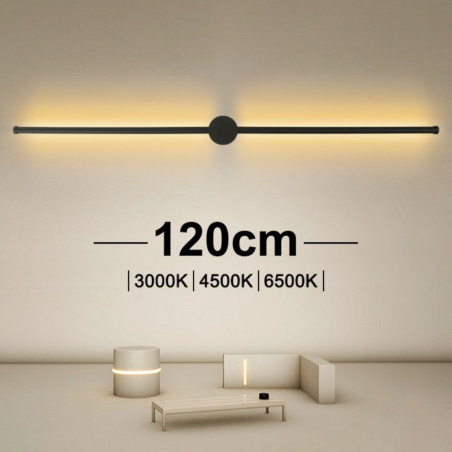 EnwYe LED-Linear-Wandleuchte in Schwarz, minimalistisches Design für Wohnzimmer und Schlafzimmer, Breite: 120 cm - Bild 1