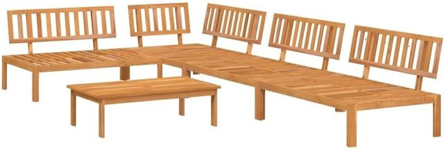 vidaXL 5-teilige Garten-Sofagarnitur aus Akazien-Massivholz in Braun mit Polstern und Couchtisch - Bild 1