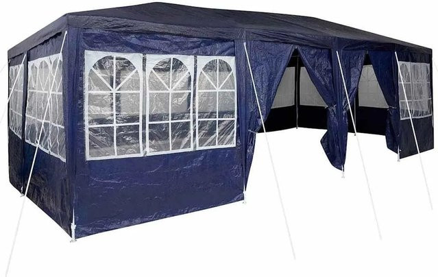 vidaXL Party-Zelt Blau aus Polyethylen mit verzinktem Stahlgestell B/T/H: 800 x 400 x 266 cm - Bild 1