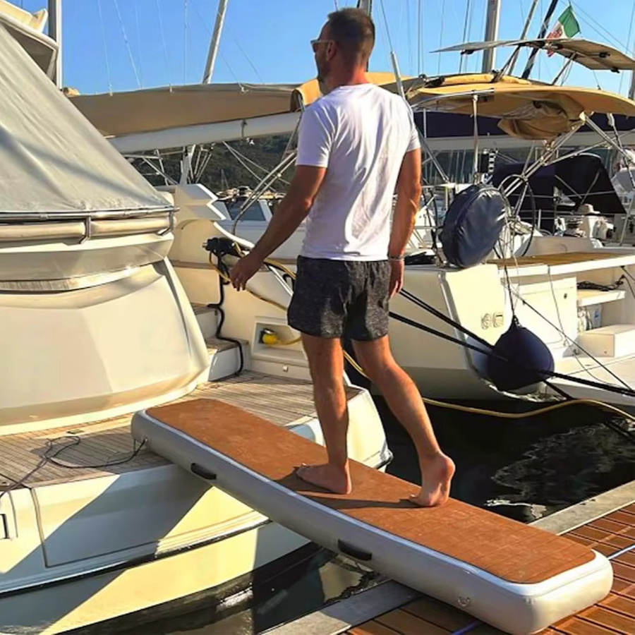Ejia Tragbarer aufblasbarer Gangway mit rutschfestem Deck, schwimmender Dock-Laufsteg für Yacht und Marine, B/T/H: 200 x 60 x 15 cm - Bild 2