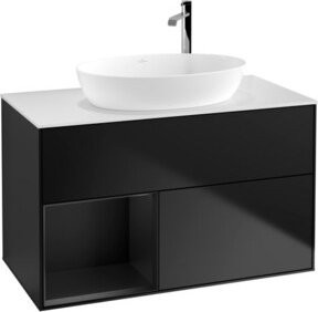 V&B Waschtischunterschrank Finion 100 Wandbeleuchtung in Weiß und Blau lackiert B/T/H: 100 x 50,1 x 50,1 cm - Bild 1
