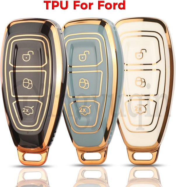 Jingyuqin TPU Auto-Fernbedienungs-Schlüsselgehäuse für Ford Focus, Mondeo, Fiesta, Fusion und Kuga in Grün oder Mehrfarbig - Bild 1