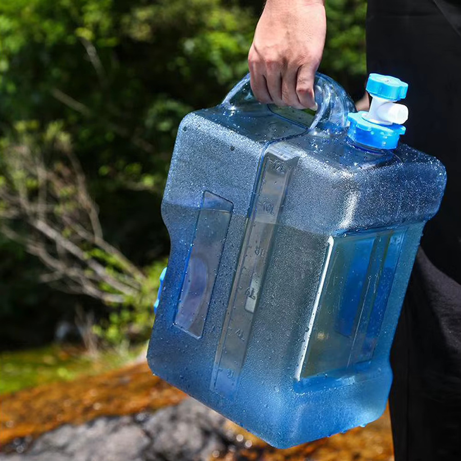 Camping-Wasserbehälter mit Wasserhahn und Träger, vielseitiger Wasserspender für Fahrzeug, Auto und Picknick, Volumen: 7,5–15 l - Bild 3