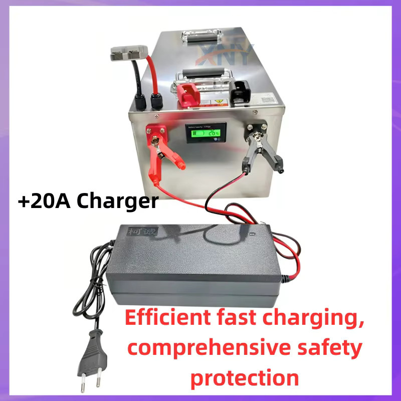 DIXSG 72V 100Ah LiFePO4-Akkupack für Elektroautos mit Bluetooth-BMS und 87,6V 10A Ladegerät in Silber - Bild 2