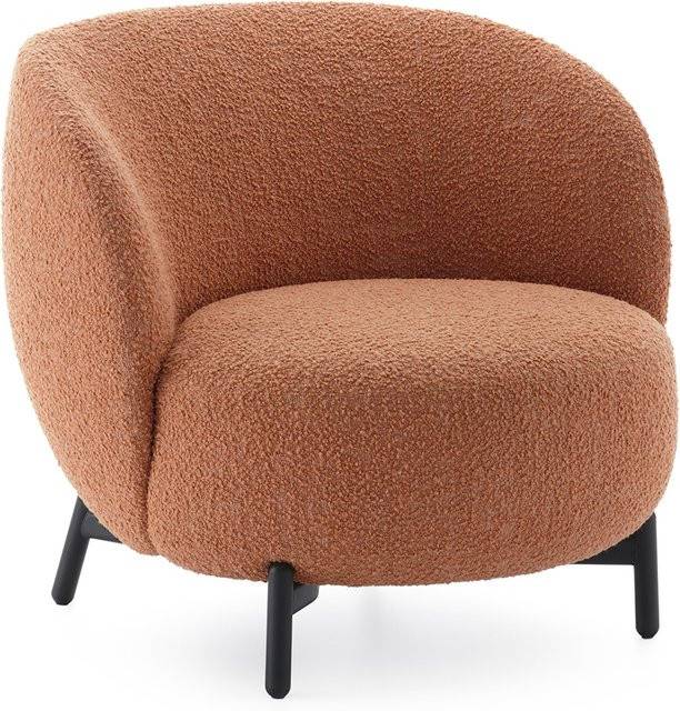 Kartell Lunam Sessel Curly Lounge Sessel mit Bouclé-Bezug in Pink und Orange und Metallgestell - Bild 1