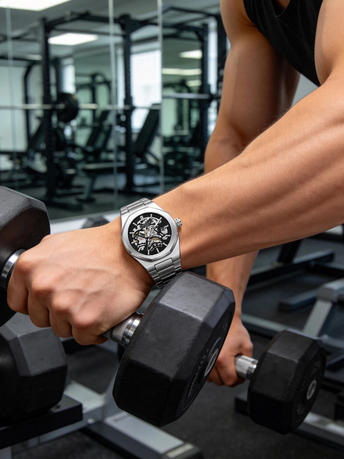 LONGLUX Automatik Armbanduhr, Edelstahl, Weiß, Herren - Bild 7