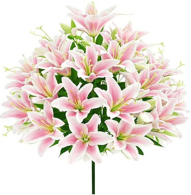 Bloom Play Künstliche Lilien als realistisches Blumengesteck in Rosa mit 18 Köpfen - Bild 1