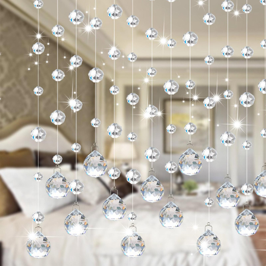 Wnzdswn Kristallglas-Perlenvorhang mit Schmetterlingsdesign in Weiß und Transparent für Wohnzimmer, Schlafzimmer oder Hochzeitsdekoration - Bild 3