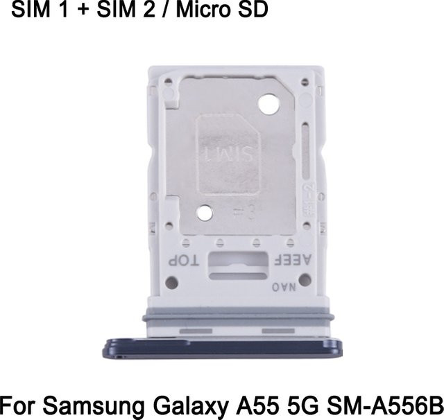Samsung Dual-SIM-Kartenfach für Galaxy A55 SM-A556B mit SIM1+SIM2 und Micro SD-Slot in Schwarz - Bild 1