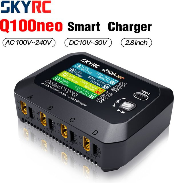 SKYRC Q100neo AC/DC Multifunktions-Smart-Ladegerät in Schwarz mit 2,8 Zoll Display, 100W AC / 240W DC, für LiPo, LiHV, LiFe, Lilon, NiMH, NiCd und Pb Akkus - Bild 1