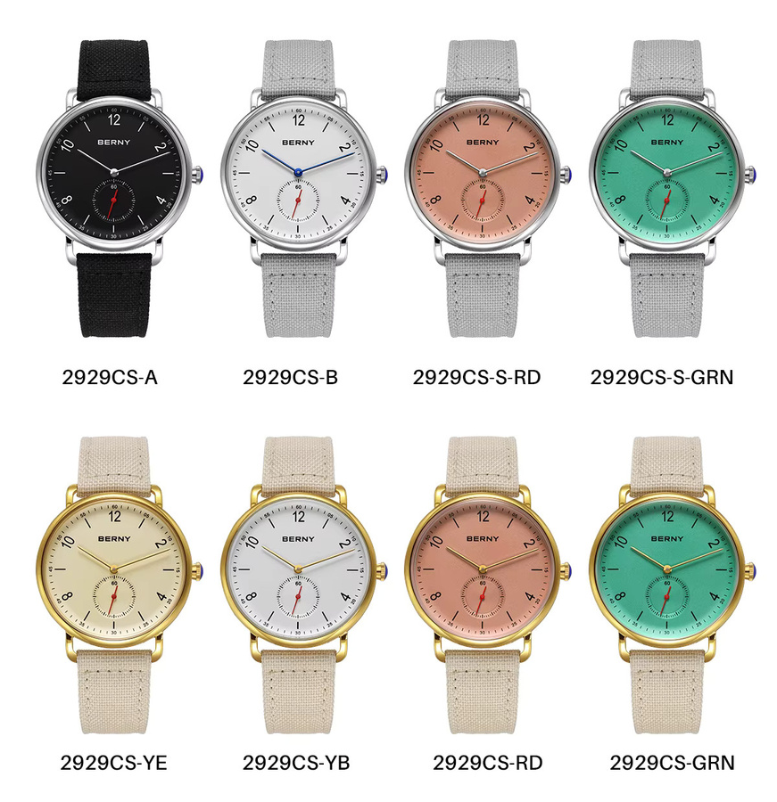 BERNY Armbanduhr Quarz, Edelstahl, Silber, Gold, Textil/NATO, Herren - Bild 3