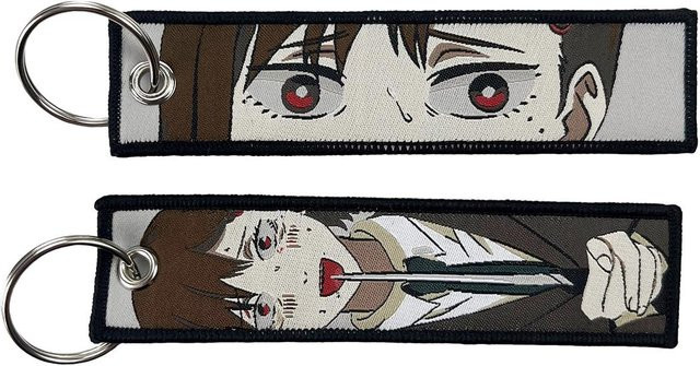 Schlüsselanhänger Anime-Stickerei, grau, Unisex - Bild 1