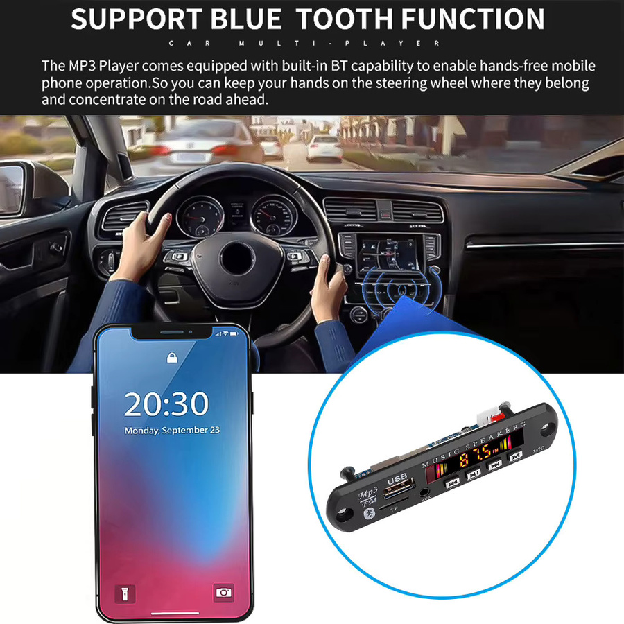 Kebidu Bluetooth 3.0 MP3 Decoder Modul mit FM Radio, USB, AUX und TF Karte, Schwarz - Bild 5