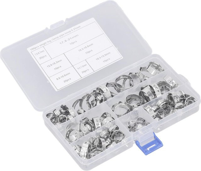 Sonoff Schlauchschellen Sortiment Kit aus Edelstahl, 100 Stück, Silber und Weiß - Bild 1