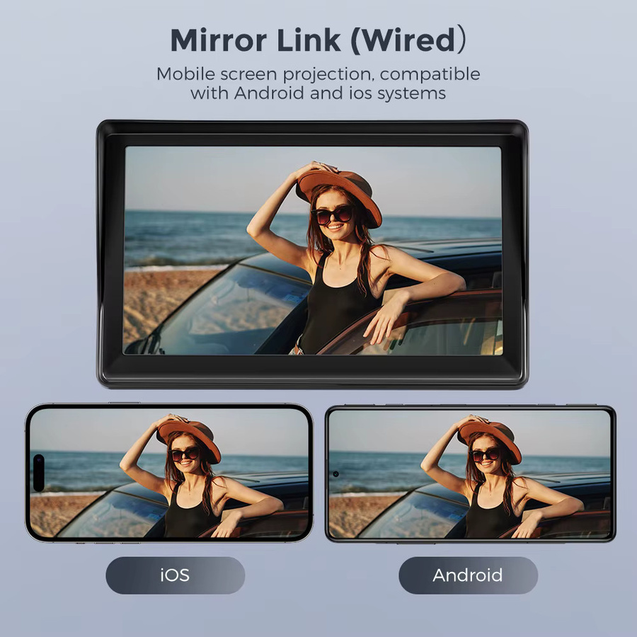 Gearelec Tragbarer Multimedia-Videoplayer mit 7 Zoll Touchscreen, CarPlay und Android Auto, Schwarz, USB-C Anschluss für Rückfahrkamera - Bild 4