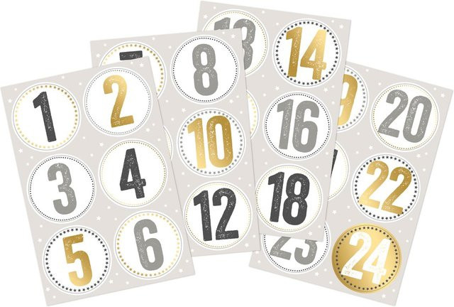 Braun+Company Adventszahlen Sticker in Multicolor, runde Aufkleber aus Papier für die Adventszeit und Weihnachten - Bild 1