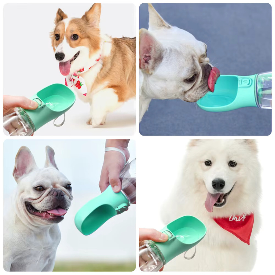 Holapet Tragbare Hundewasserflasche für unterwegs in Grau, 550 ml Trinknapf für Hunde und Katzen - Bild 3