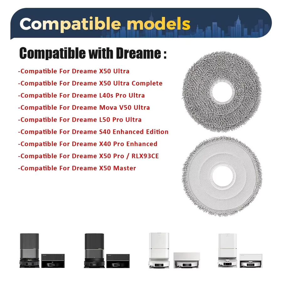 Dreame Ersatz Wischpad für L10 L20 L30 Ultra X10 X40 X50 Ultra X20 X30 X40 X50 Pro S10 Pro sowie Xiaomi Mijia Omni X10+ X20+ und Mop 3S - Bild 2