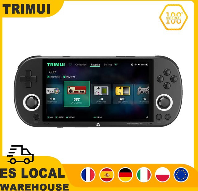 Trimui Smart Pro Handheld-Spielkonsole mit 4,96 Zoll IPS-Bildschirm, Linux-System und RGB-Beleuchtung, Retro-Videospiel-Player in Grau oder Schwarz - Bild 1