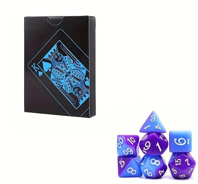 SZ-Damai Kartenspiel und Würfel, 2-teiliges Set, Blau, Lila, Schwarz, Bunt - Bild 1