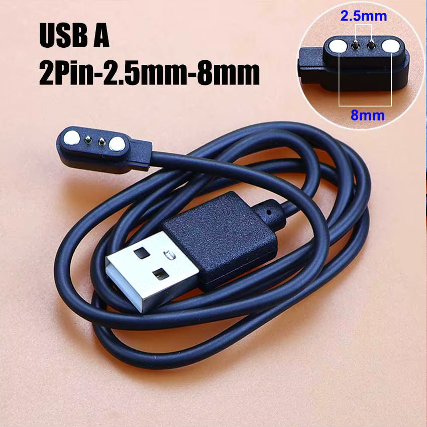 YanXi Magnetisches USB Smartwatch-Ladekabel für 2-Pin und 4-Pin Smartwatches, Schwarz - Bild 3