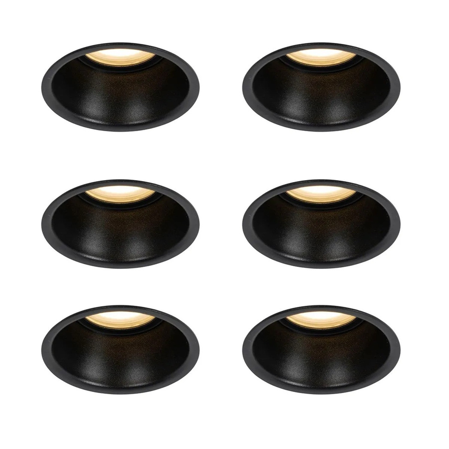 QAZQA Set mit 6 Einbaustrahlern Schwarz GU10 50mm IP44 für Wohnzimmer, Badezimmer und Außenbereiche - Bild 2