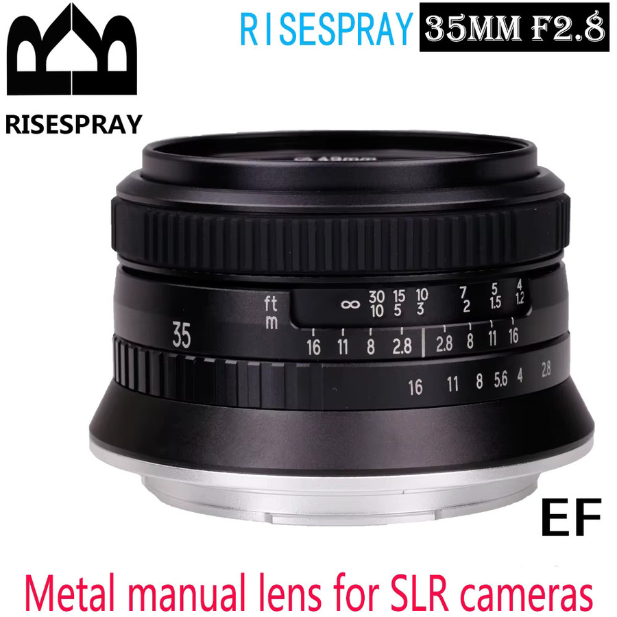 RISESPRAY 35mm Weitwinkel-Festbrennweitenobjektiv f/2.8 Manuell für Canon EF und Nikon F DSLR-Kameras, Schwarz - Bild 3