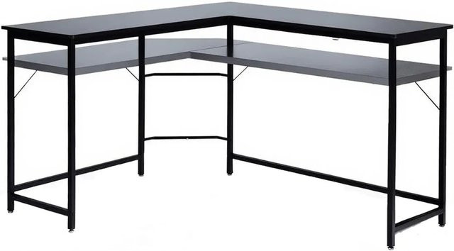 Costway Eckschreibtisch in L-Form in Schwarz, moderner Schreibtisch für das Home-Office, B/T/H: 168 x 125 x 74 cm - Bild 1