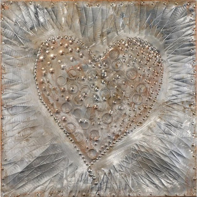 Art Universe Leinwandbild Herz in Gold, modernes abstraktes Wandbild, B/H: 60 x 60 cm - Bild 1