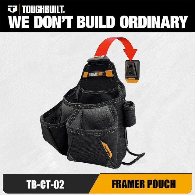 TOUGHBUILT ClipTech Framer Pouch TB-CT-02 Werkzeugtasche mit 6 Fächern, Hammerschlaufe und Ständer für Tischler - Bild 1