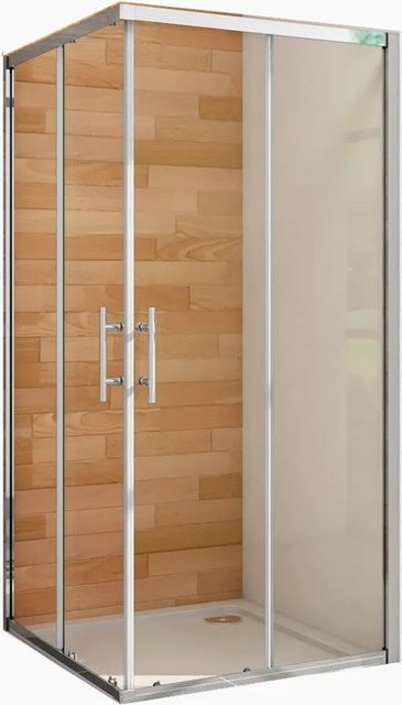 Duschparadies Duschkabine mit Eckeinstieg und Schiebetür, Glasstärke 6 mm, Nano-Beschichtung, Farbe Transparent/Silber, B/T/H: 90 x 90 x 185 cm - Bild 1