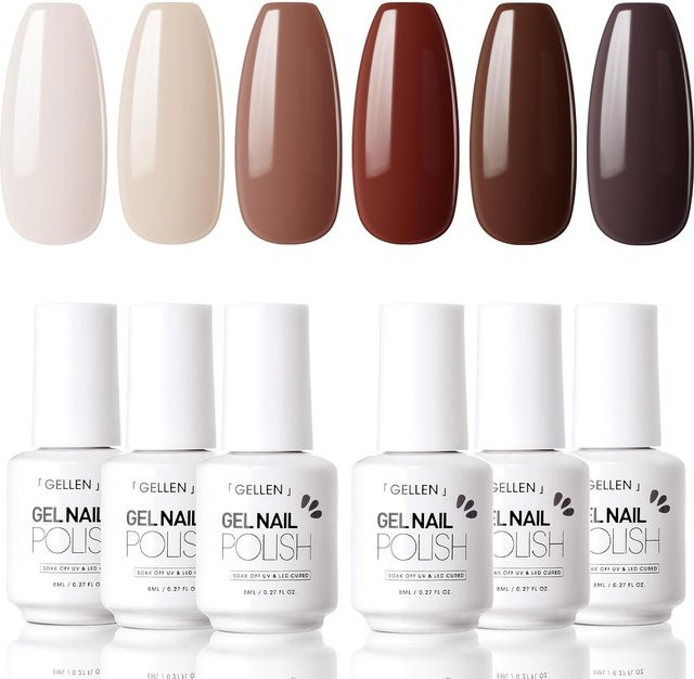 GELLEN Coffee Gel Nagellack-Set, 6 Farben, glänzend - Bild 1