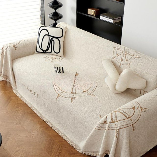 Rutschfeste Chenille-Sofaabdeckung von Super Six mit Leder-Kissenbezug, B/B: 180 x 130 cm - Bild 1