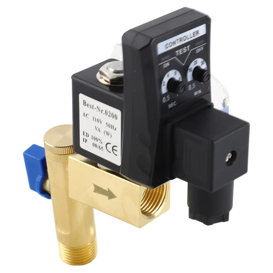 WALFRONT Automatisches elektronisches zeitgesteuertes Ablassventil G1/2 DN15 für das Kondensatmanagement von Luftkompressoren, Mehrfarbig - Bild 2