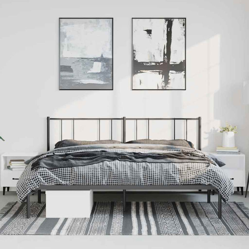 Vidaxl Metall-Bettgestell mit Kopfteil aus Stahl in Schwarz, B/T: 193 x 203 cm - Bild 3