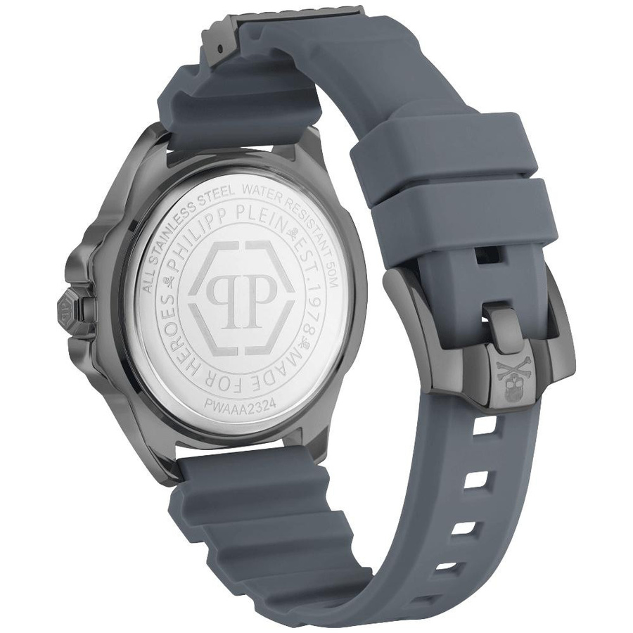 Philipp Plein Herrenuhr, Quarz, Edelstahl, 47 mm, Grau, Silikon, 5 ATM - Bild 5