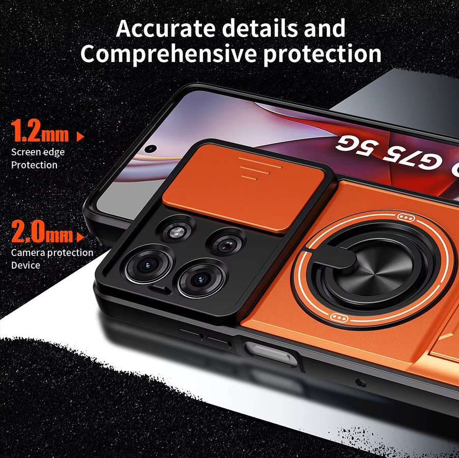 Stoßfeste Panzer-Handyhülle für Motorola Moto G15 G17 Power G05 E15 G04 G24 G04S E14 Edge 70 60 60S 50 Fusion G 5G Play in Silber und Orange - Bild 3