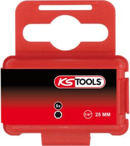KS Tools CLASSIC Bit Innensechskant 1/4 Zoll, 25 mm, 5er Pack, Rot - Bild 1