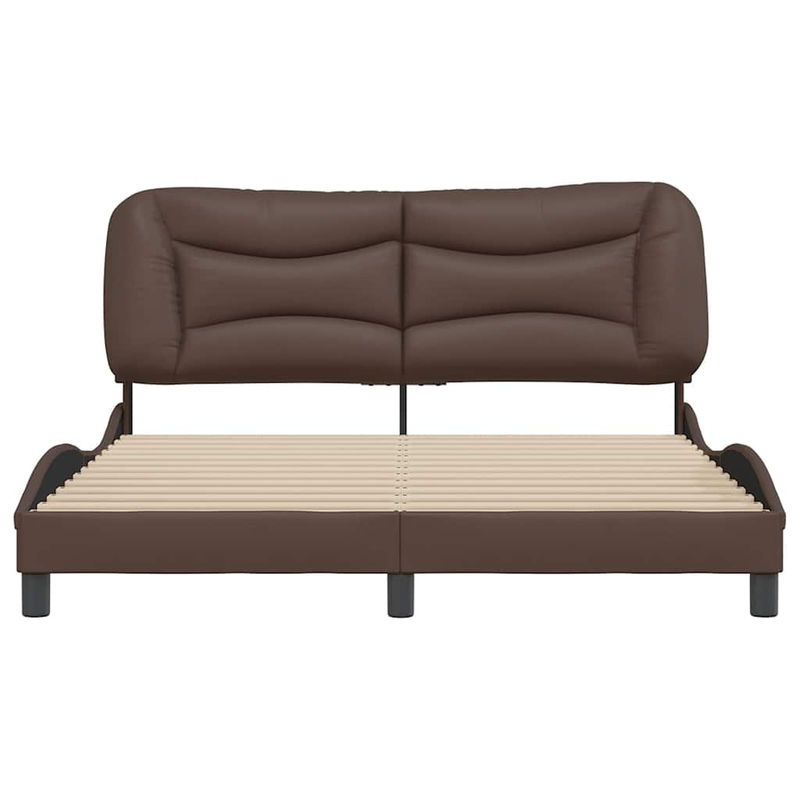 vidaXL Bettgestell aus Kunstleder in Braun mit Kiefernholz, B/T/H: 160 x 200 x 165 cm - Bild 4