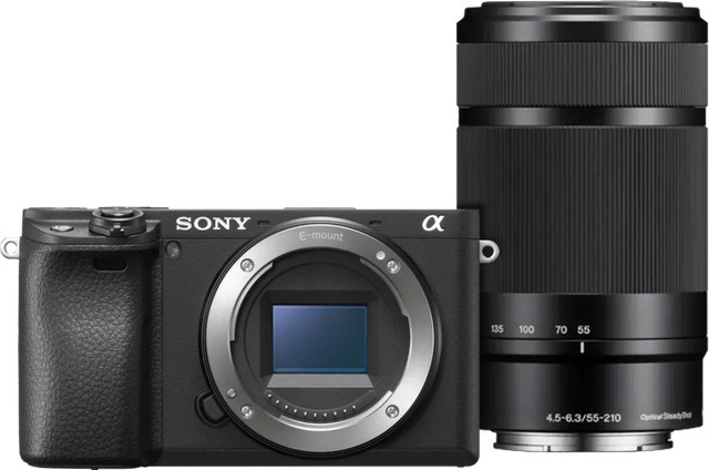 Sony Alpha A6400 APS-C Systemkamera in Schwarz mit E PZ 16-50mm II und 55-210mm Objektiven - Bild 1