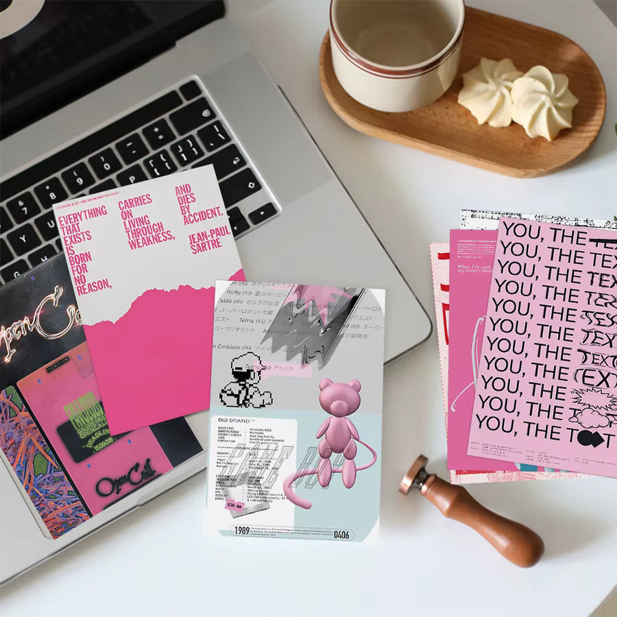 10 Stück minimalistische Postkarten mit Herz-Motiv als Wanddekoration und Liebesnotizen in Mehrfarbig - Bild 2