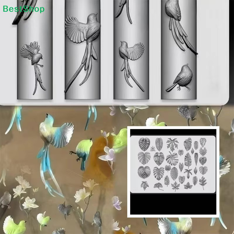 HNKMP 3D-Silikon-Nagelkunstform, Blatt-Vogel-Design, transparent - Bild 2