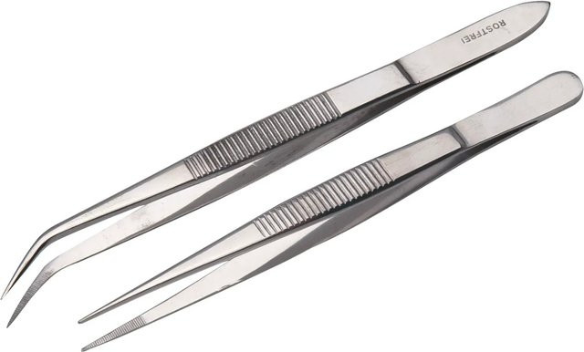 LUX-TOOLS Profi Pinzettenset 2-teilig aus Edelstahl in Silber - Bild 1