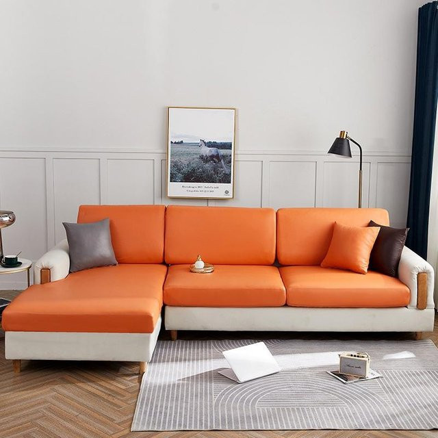 Wasserdichter Sofa Überwurf aus PU Leder in Orange für 1- bis 4-Sitzer, abnehmbar und waschbar - Bild 1