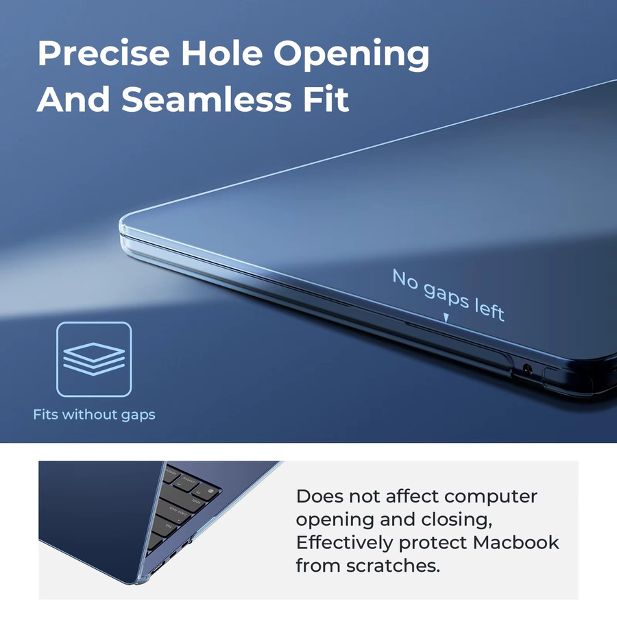 EooCoo Crystal Midnight Schutzhülle für MacBook Air 15 Zoll (Modelle 2023-2025, A3241, A3114, A2941) in Schwarz und Blau - Bild 4