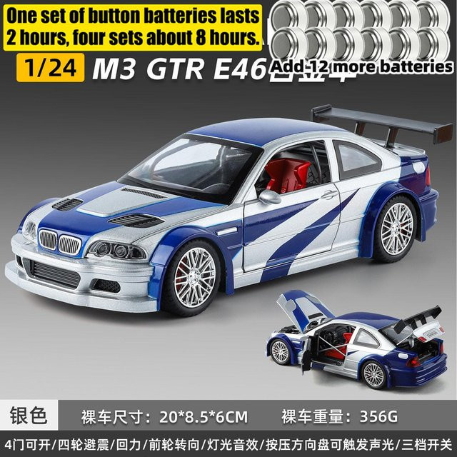 Linyi toy car Bmw M3 Gtr E46 Rennwagenmodell, 1:24, Blau, ab 14 Jahren - Bild 1