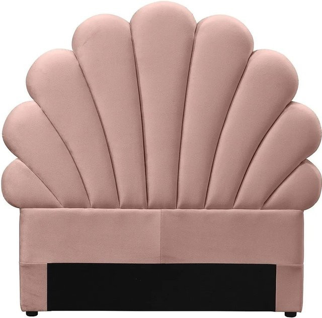 Vente-unique Bettkopfteil Moana in Puderrosa aus Samt im Art Deco Design, Breite: 117 cm - Bild 1