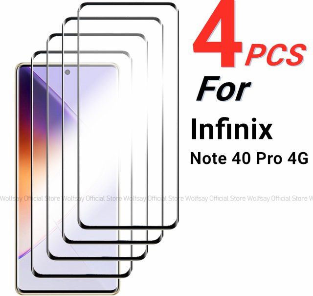 Infinix Note 40 Pro 4G Panzerglas mit 3D gebogener Kante, Transparent, 2/4 Stück - Bild 1