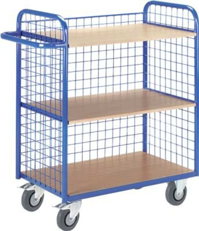 Rollcart Transportsysteme Etagenwagen mit 3-seitigen Gitterwänden in Enzianblau RAL 5010 bis 35 kg - Bild 2