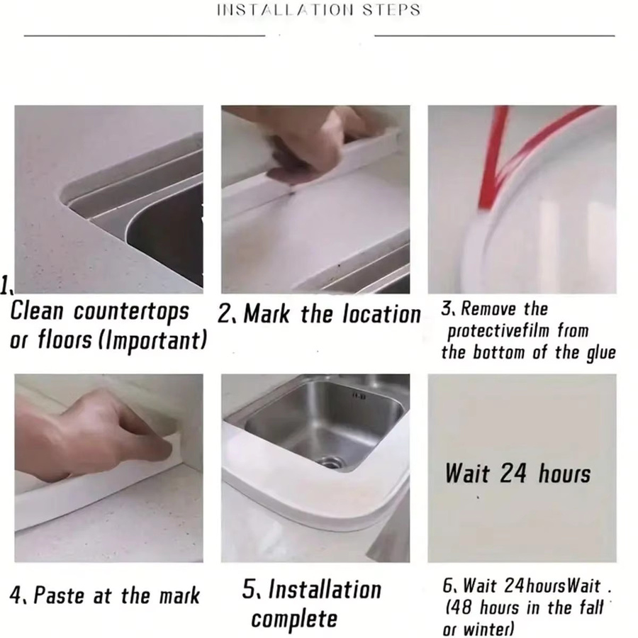 Selbstklebender Silikon Wasserstopp Streifen, flexibler Dichtungsstreifen für das Badezimmer, Grau - Bild 5